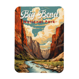 Magnet Flexible Big Bend National Park Illustration Retro