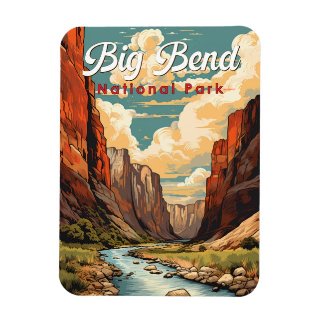 Magnet Flexible Big Bend National Park Illustration Retro (Vertical)