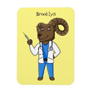 Magnet Flexible Bighorn sheep doctor cartoon illustration