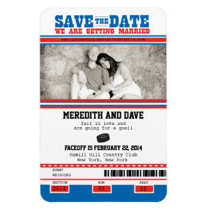 Magnet Flexible Billet de hockey photo Enregistrer la date