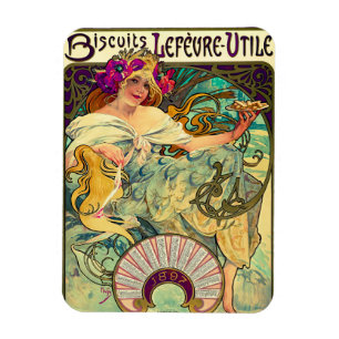 Magnet Flexible Biscuits Lefevre-Utile par Alphonse Mucha (1896)