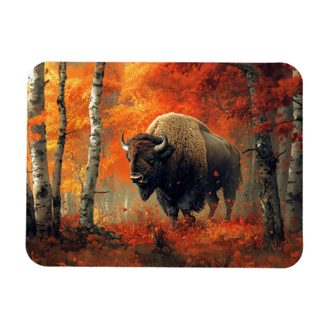 Magnet Flexible Bison dans l'artisanat boisé d'automne (Horizontal)