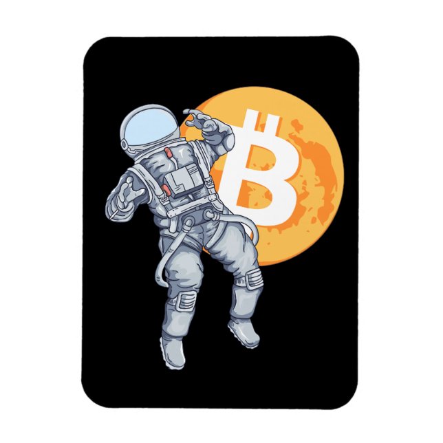 Magnet Flexible BITCOIN - Astronaute De Crypto - Vers La Lune (Vertical)