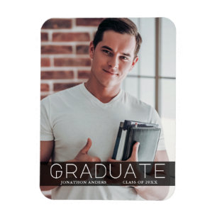 Magnet Flexible Bk photo minimaliste moderne Faire-part diplômé