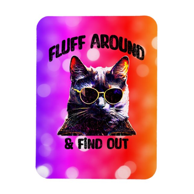 Magnet Flexible Black Cat Pop Art : Fluff Around & Find (Vertical)