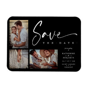 Magnet Flexible Black Chic Trendy Collage Mariage Covid19 3 Photos