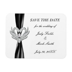 Magnet Flexible Black Ribbon Argent Swans Enregistrer le aimant Da