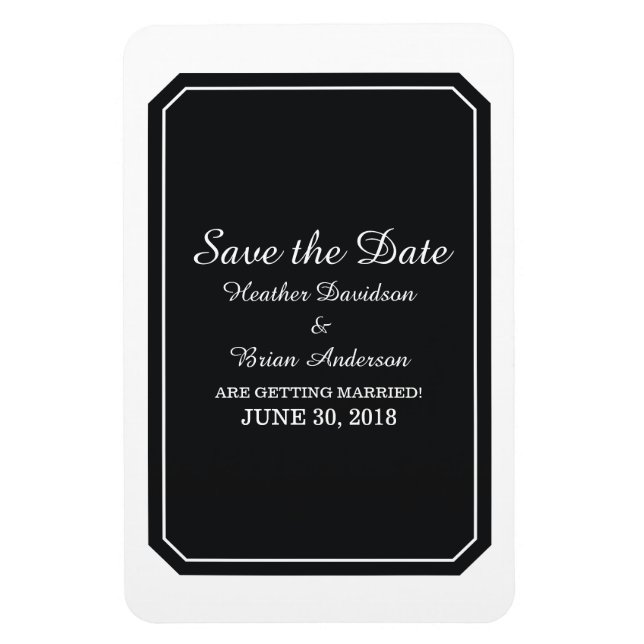 Magnet Flexible Black Simply Elegant Enregistrer la date (Vertical)