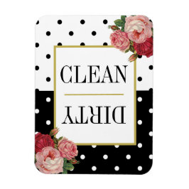 Magnet Flexible Black White Dots Amusants Floral Propre Lave-vaiss
