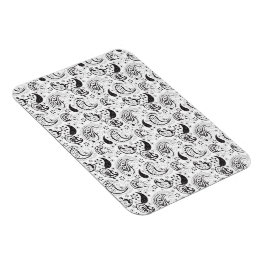 Magnet Flexible Black & White Paisley Pattern –Elegant Textile Art