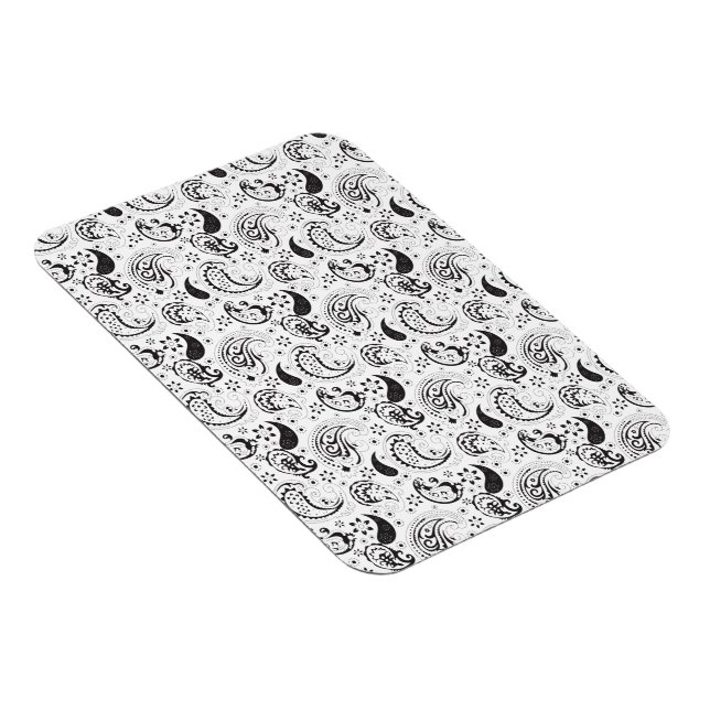 Magnet Flexible Black & White Paisley Pattern –Elegant Textile Art (Côté Droit)