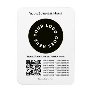 Magnet Flexible Blanc avec code QR ajoutez votre propre texte et l
