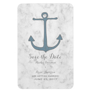 Magnet Flexible Bleu Ancre rustique Enregistrer la date