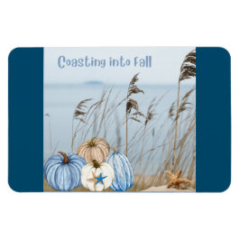Magnet Flexible Bleu automne côtier et Citrouilles blancs et Starf