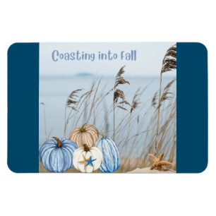 Magnet Flexible Bleu automne côtier et Citrouilles blancs et Starf