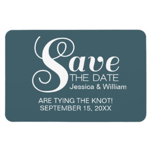 Magnet Flexible Bleu Chic Typographie Enregistrer l'aimant de date