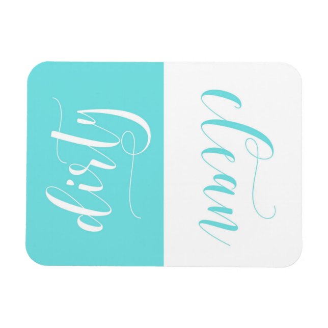 Magnet Flexible Bleu clair Moderne Calligraphie Lave-vaisselle Mag (Horizontal)