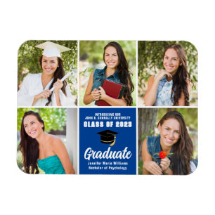 Magnet Flexible Bleu Graduate Photo Collage Custom Graduate