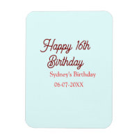 Bleu pastel rouge joyeux 16e anniversaire nom date