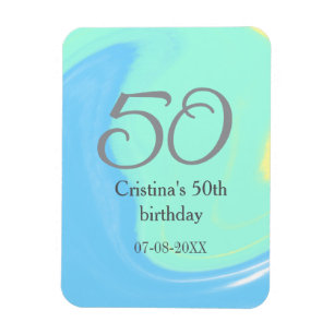 Magnet Flexible bleu vert gris 50e anniversaire ajouter nom date r