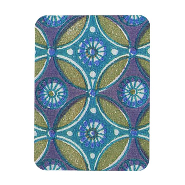 Magnet Flexible Bleu vert Rustique Boho Motif circulaire géométriq (Vertical)