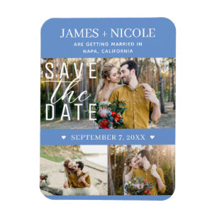 Magnet Flexible Bleuet Moderne Enregistrer la Date Mariage 3 Photo