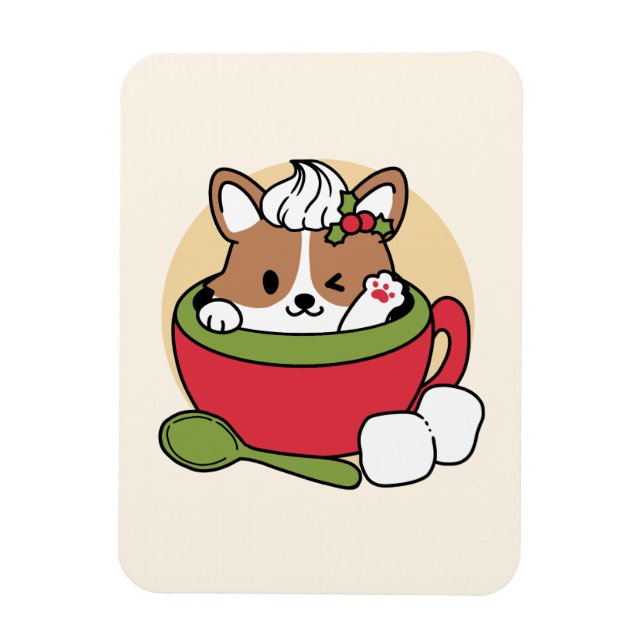 Magnet Flexible Bliss de cacao d'hiver - Chien mignon en mode Mug (Vertical)