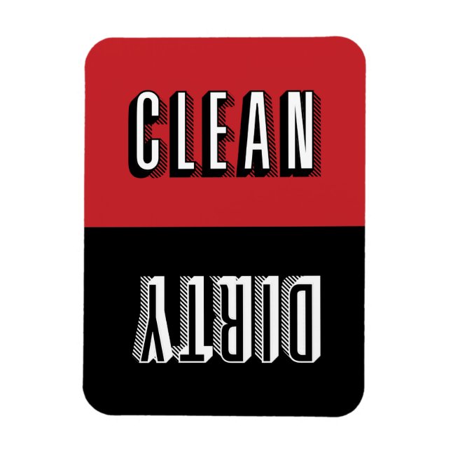 Magnet Flexible Blocs rouge et noir Typographie moderne Lave-vaiss (Vertical)