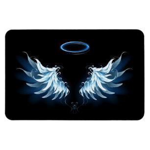 Magnet Flexible Blue Glowing Angel Wings on black background