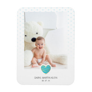 Magnet Flexible Blue Heart Baby Keepsake Polka Dots Photo