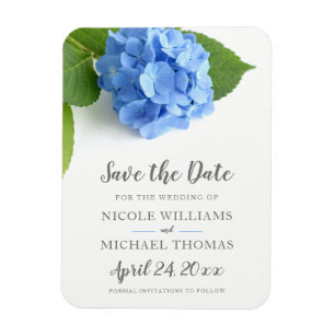 Magnet Flexible Blue Hydrangea Floral Enregistrer la date