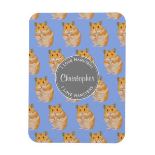 Magnet Flexible Blue I love Hamsters Hamster Motif