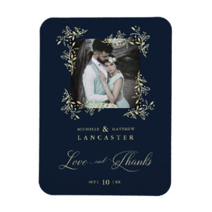 Magnet Flexible Blue Marine Sophisticated Flourish Mariage Merci