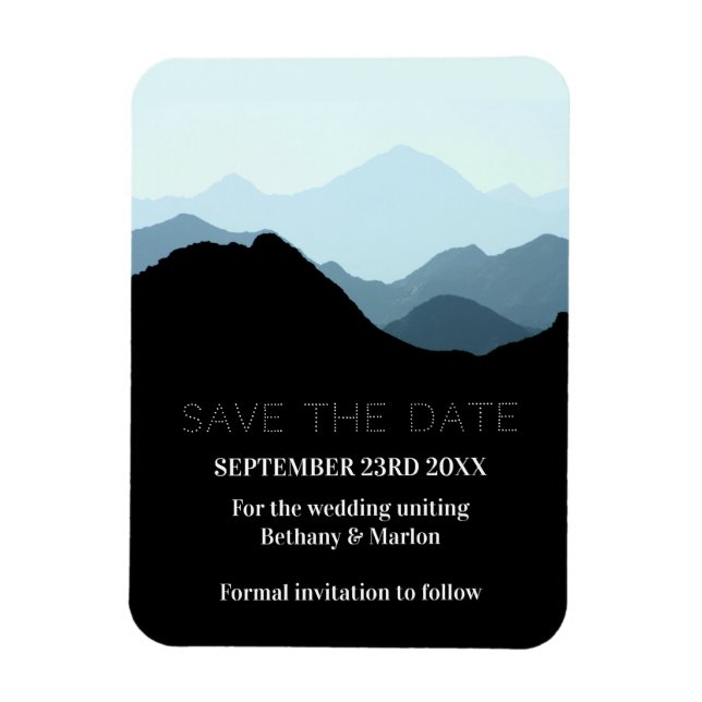Magnet Flexible Blue Mountain Range, Mariage Rustique Enregistrer  (Vertical)