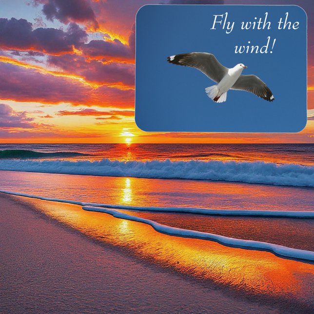 Magnet Flexible Blue Sky Flying Seagull Inspiration (Magnet with Background)