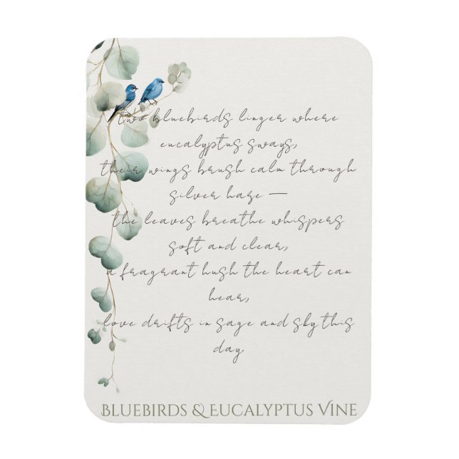 Magnet Flexible Bluebirds & Eucalyptus Vine (Vertical)