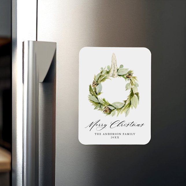 Magnet Flexible Boho Aquarelle Verdure Wreath Non Photo Holiday (Créateur téléchargé)