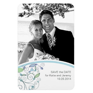 Magnet Flexible BOHO Chic Photo Save the Date Blue Budget