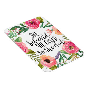 Magnet Flexible Boho floral Elle croyait qu'elle pouvait, Inspirer