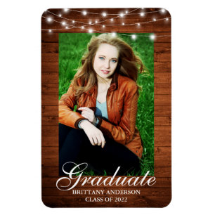 Magnet Flexible Bois Chaîne Lumière Faire-part de graduation photo