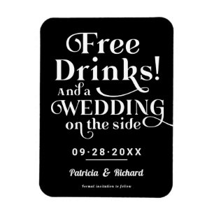 Magnet Flexible Boissons Gratuites Drôle Mariage Décontracté Enreg