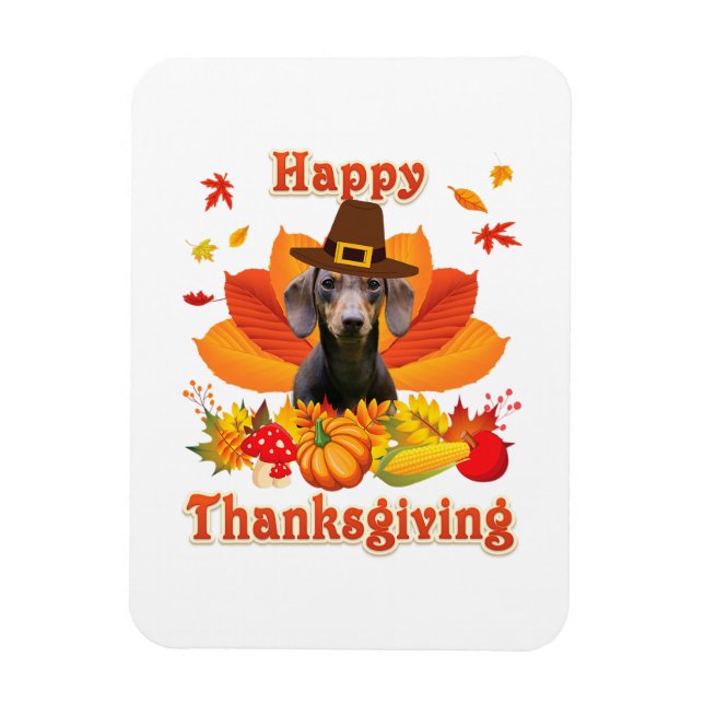 Magnet Flexible Bon thanksgiving Dachshund Propriétaire Chien Anim (Vertical)