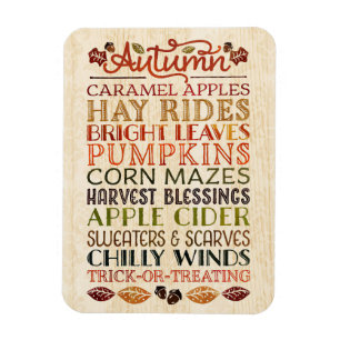 Magnet Flexible Bon thanksgiving Mots descriptifs Automne