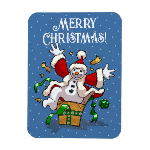 Magnet Flexible Bonhomme de neige drôle Joyeux Noël Surprise Dessi