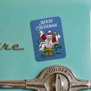 Magnet Flexible Bonhomme de neige drôle Joyeux Noël Surprise Dessi
