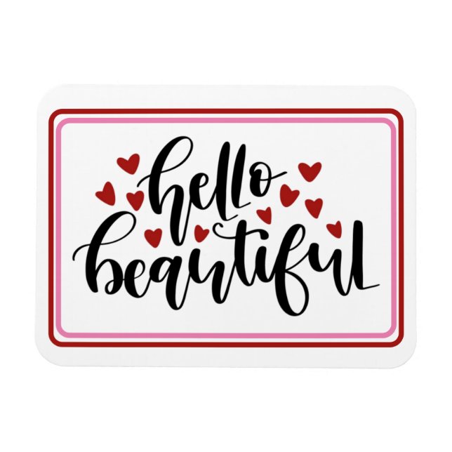 Magnet Flexible Bonjour Beaux Coeurs Modernes (Horizontal)