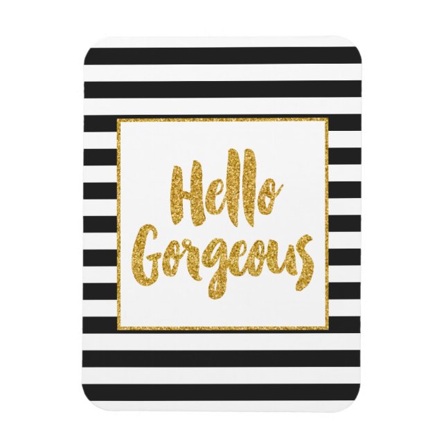 Magnet Flexible Bonjour Magnifique Black & White Gold Parties scin (Vertical)