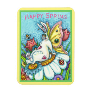 MAGNET FLEXIBLE BONJOUR PRINTEMPS FLUTTERBUN RABBIT, FUNNY BUNNY F