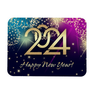 Magnet Flexible Bonne année 2023. Feux d'artifice et numéros d'or
