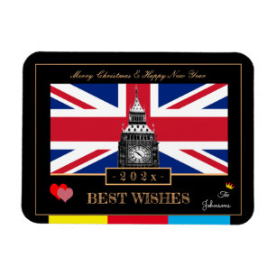 Magnet Flexible Bonne année 2026, drapeau britannique, Big Ben UK